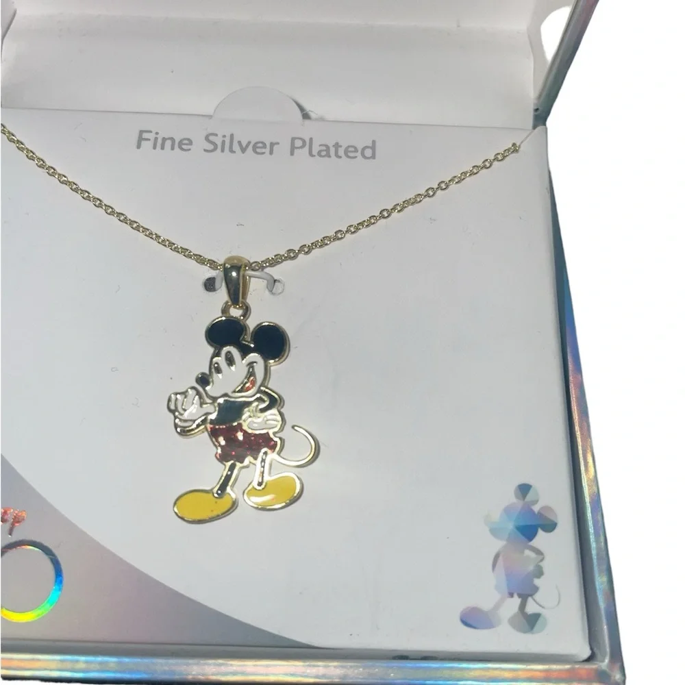 Disney 100 Mickey Necklace Silver Plated NIB - Picture 4 of 6